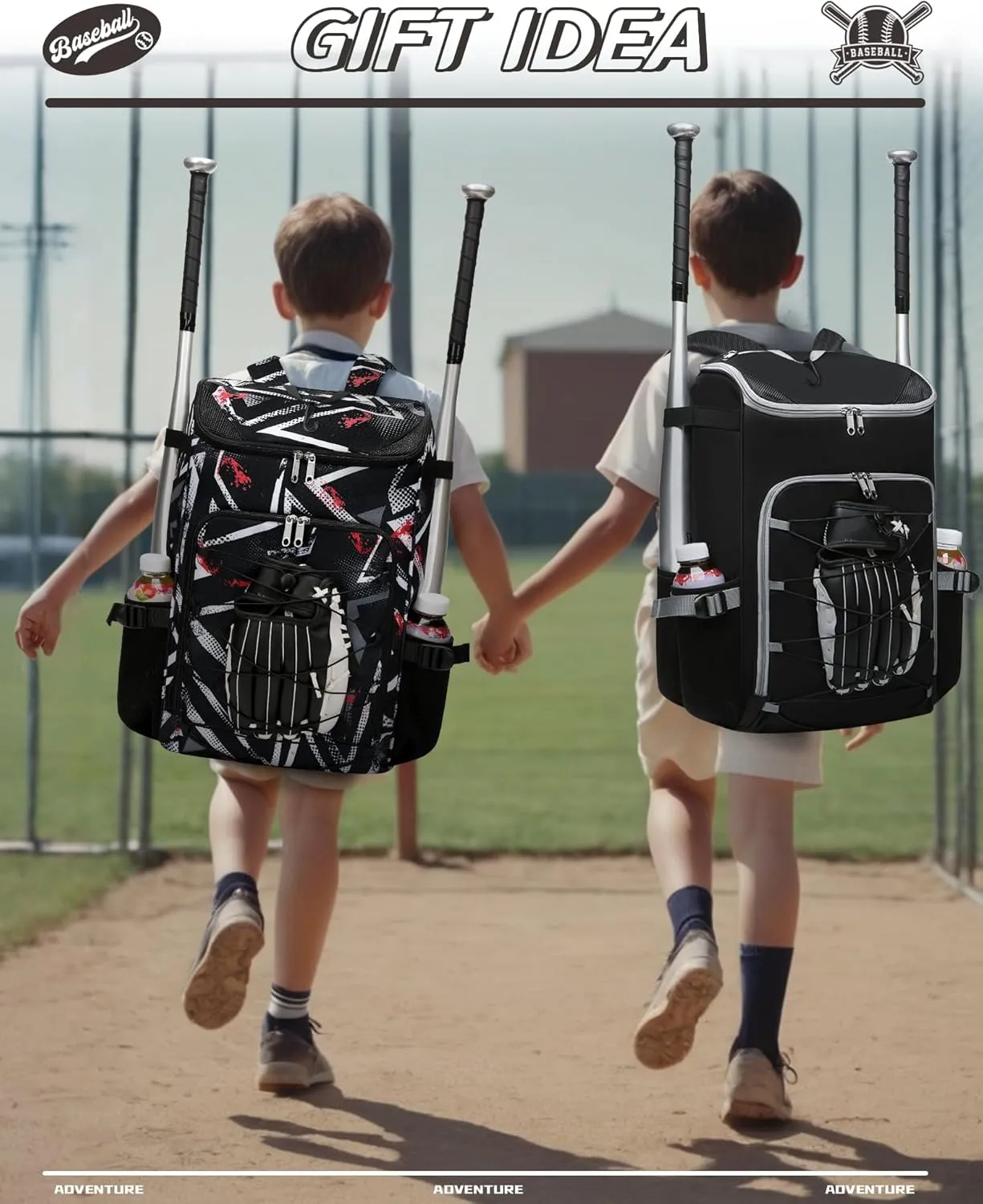 Baseball Softball Gear Bag Backpack for Boys Girls Ages 6-8 8-12 12-14 Large Kids T-Ball Bat Bags with Ventilated Shoe Compartment Baseball Softball Players Stuff Supplies