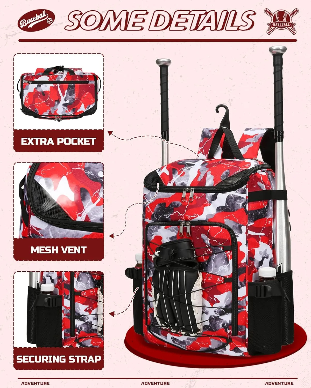 Baseball Softball Gear Bag Backpack for Boys Girls Ages 6-8 8-12 12-14 Large Kids T-Ball Bat Bags with Ventilated Shoe Compartment Baseball Softball Players Stuff Supplies