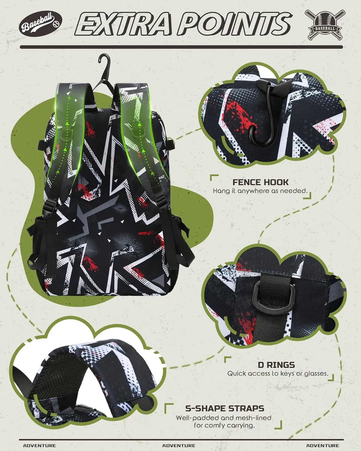 Baseball Softball Gear Bag Backpack for Boys Girls Ages 6-8 8-12 12-14 Large Kids T-Ball Bat Bags with Ventilated Shoe Compartment Baseball Softball Players Stuff Supplies