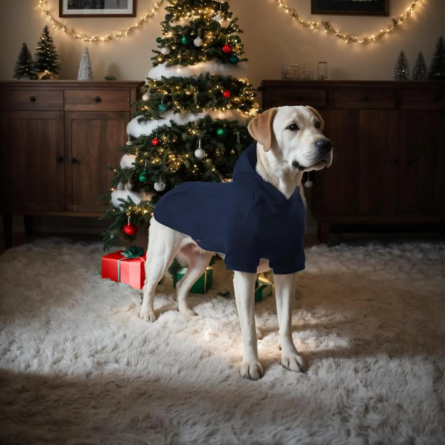 Basic Dog Hoodie - Soft Premium Quality Sweater With Leash Hole and Pocket, Cotton Puppy Sweatshirt Fashion Outfit for Small Medium Large - Navy Blue (XX-Large)