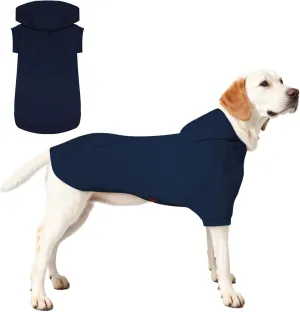 Basic Dog Hoodie - Soft Premium Quality Sweater With Leash Hole and Pocket, Cotton Puppy Sweatshirt Fashion Outfit for Small Medium Large - Navy Blue (XX-Large)