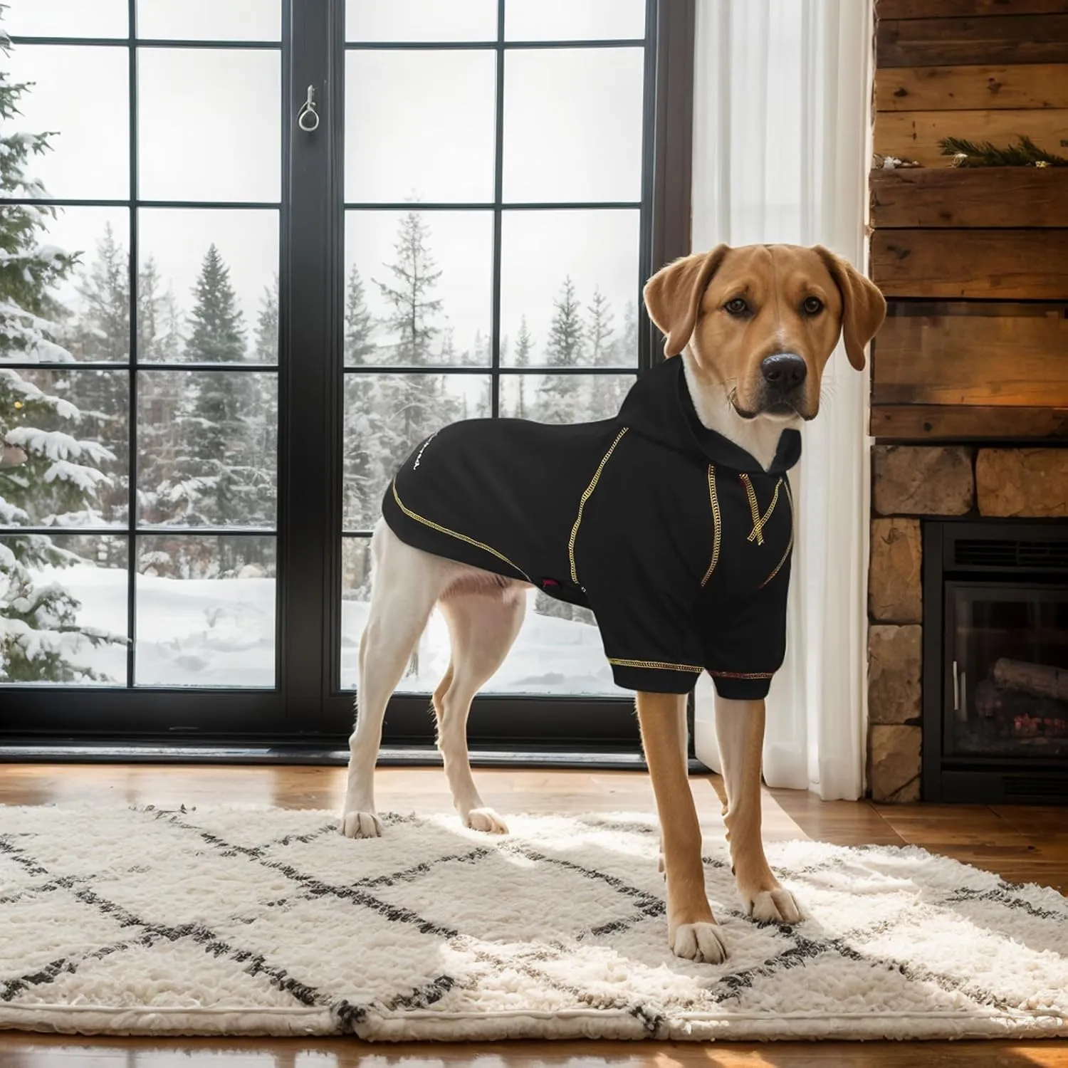Basic Dog Hoodie Sweatshirts, Pet Clothes Hoodies Sweater with Hat and Leash Hole, Soft Cotton Outfit Coat for Large Medium Small Dogs, Black (XX-Large)