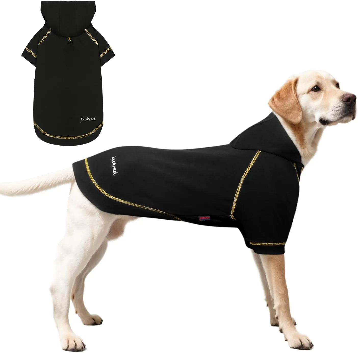 Basic Dog Hoodie Sweatshirts, Pet Clothes Hoodies Sweater with Hat and Leash Hole, Soft Cotton Outfit Coat for Large Medium Small Dogs, Black (XX-Large)
