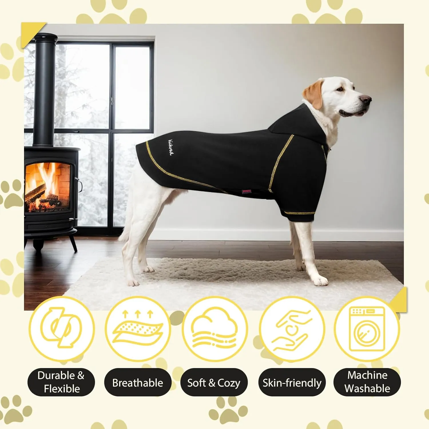 Basic Dog Hoodie Sweatshirts, Pet Clothes Hoodies Sweater with Hat and Leash Hole, Soft Cotton Outfit Coat for Large Medium Small Dogs, Black (XX-Large)