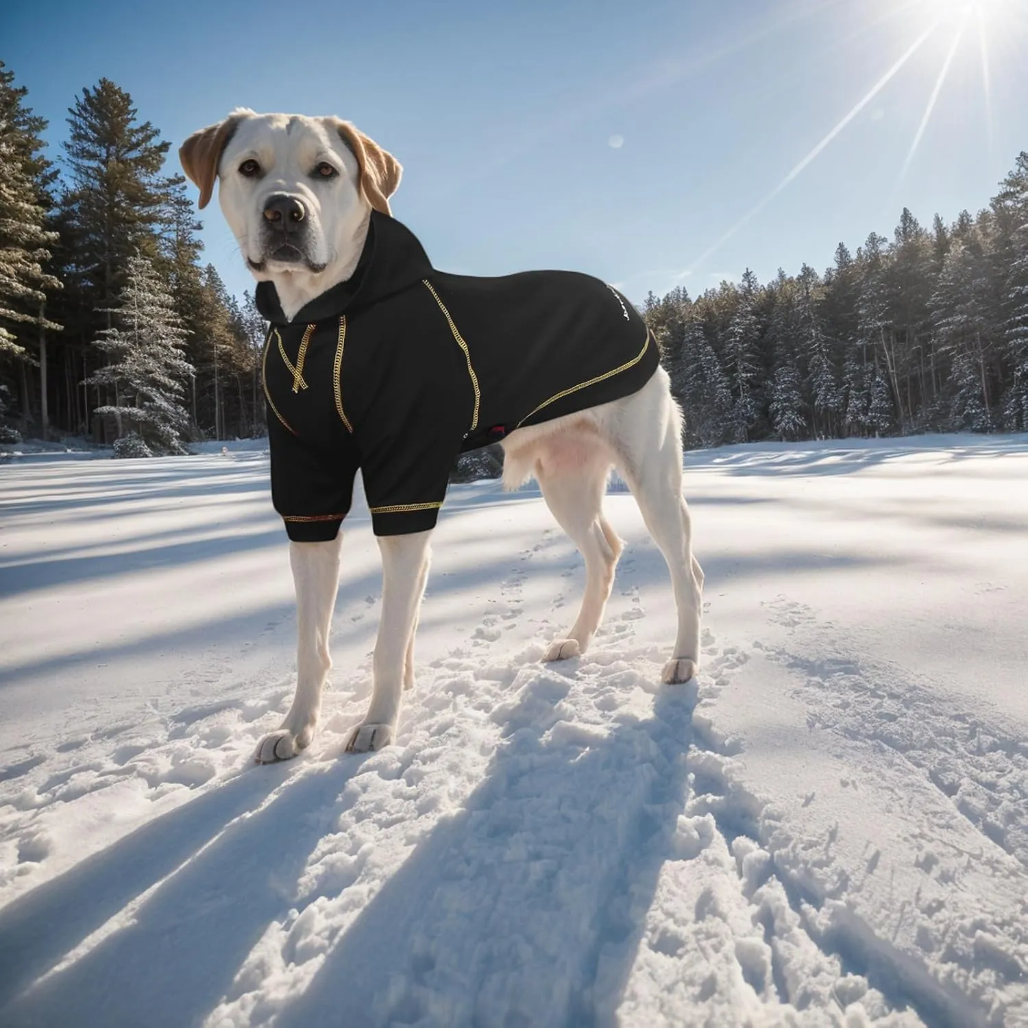 Basic Dog Hoodie Sweatshirts, Pet Clothes Hoodies Sweater with Hat and Leash Hole, Soft Cotton Outfit Coat for Large Medium Small Dogs, Black (XX-Large)