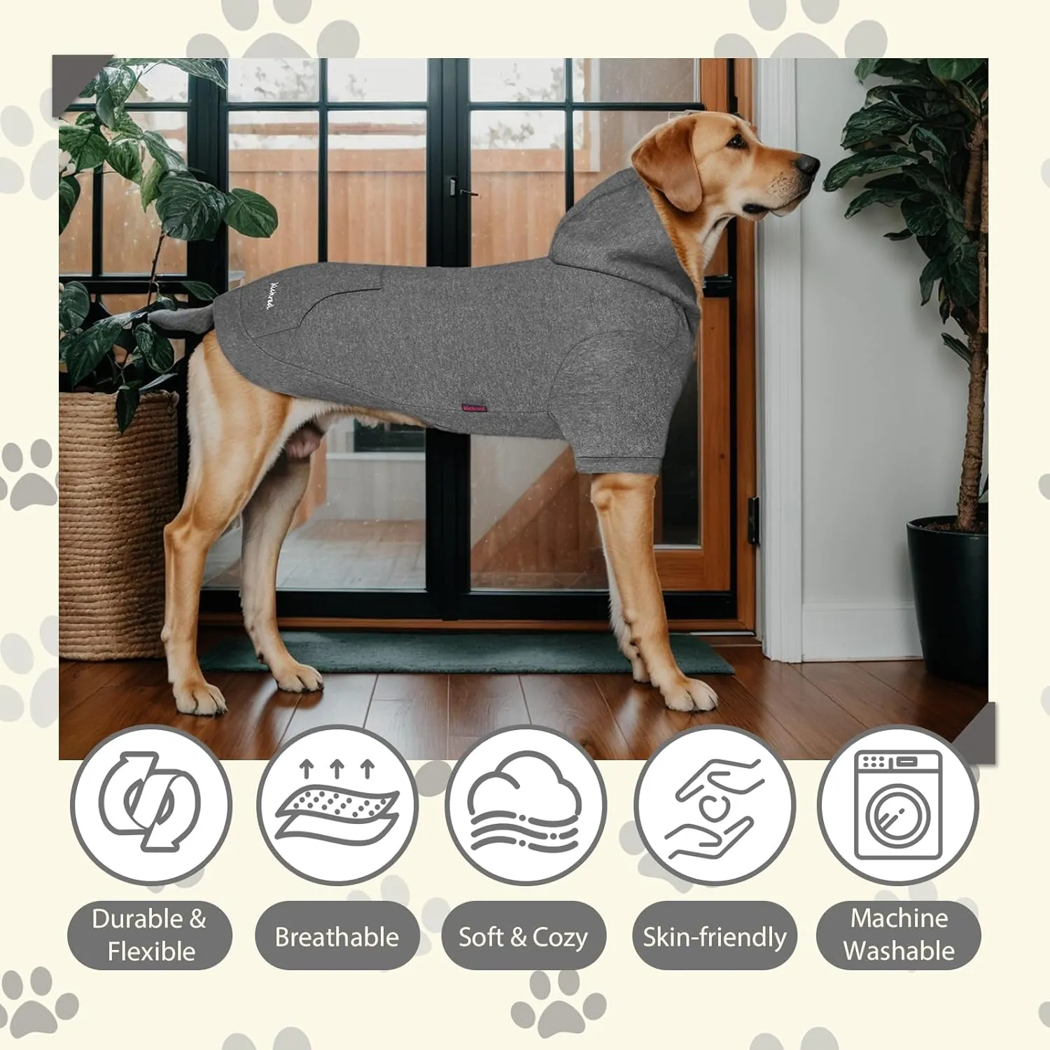 Basic Dog Hoodie Sweatshirts, Pet Clothes Hoodies Sweater with Hat and Leash Hole, Soft Cotton Outfit Coat for Large Medium Small Dogs, Dark Grey (Medium)