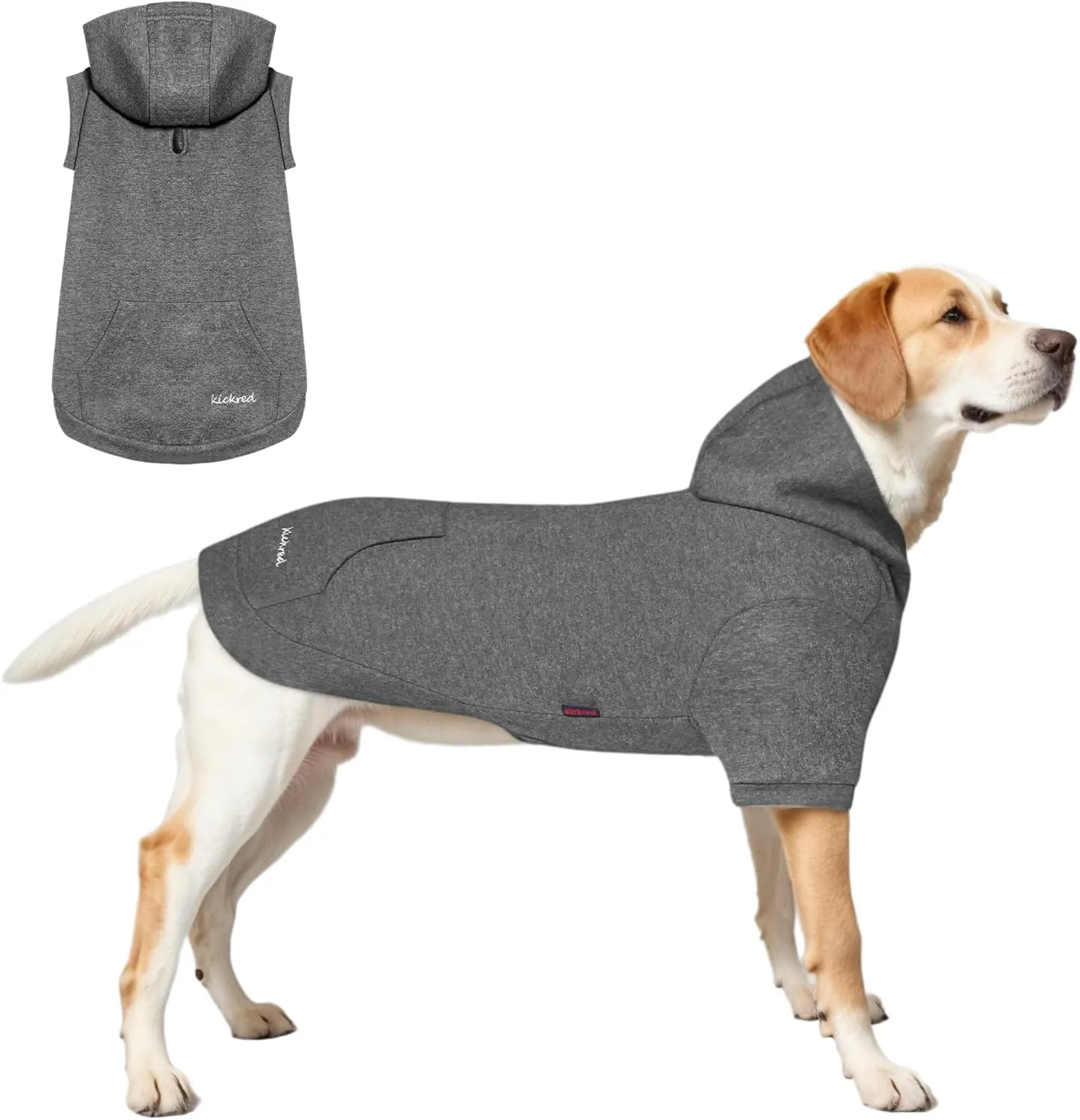 Basic Dog Hoodie Sweatshirts, Pet Clothes Hoodies Sweater with Hat and Leash Hole, Soft Cotton Outfit Coat for Large Medium Small Dogs, Dark Grey (Medium)