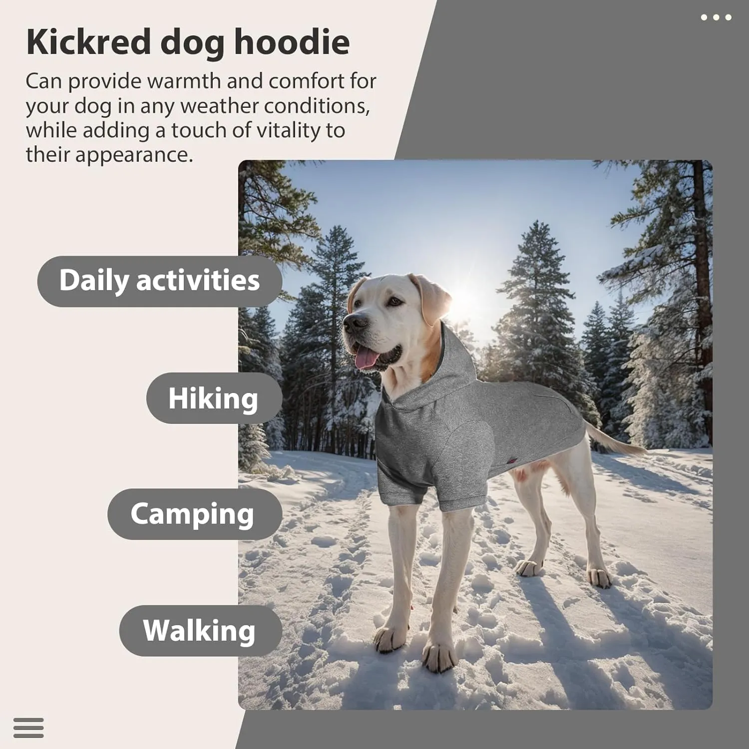 Basic Dog Hoodie Sweatshirts, Pet Clothes Hoodies Sweater with Hat and Leash Hole, Soft Cotton Outfit Coat for Large Medium Small Dogs, Dark Grey (Medium)