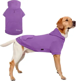 Basic Dog Hoodie Sweatshirts, Pet Clothes Hoodies Sweater with Hat and Leash Hole, Soft Cotton Outfit Coat for Large Medium Small Dogs, Purple (Medium)