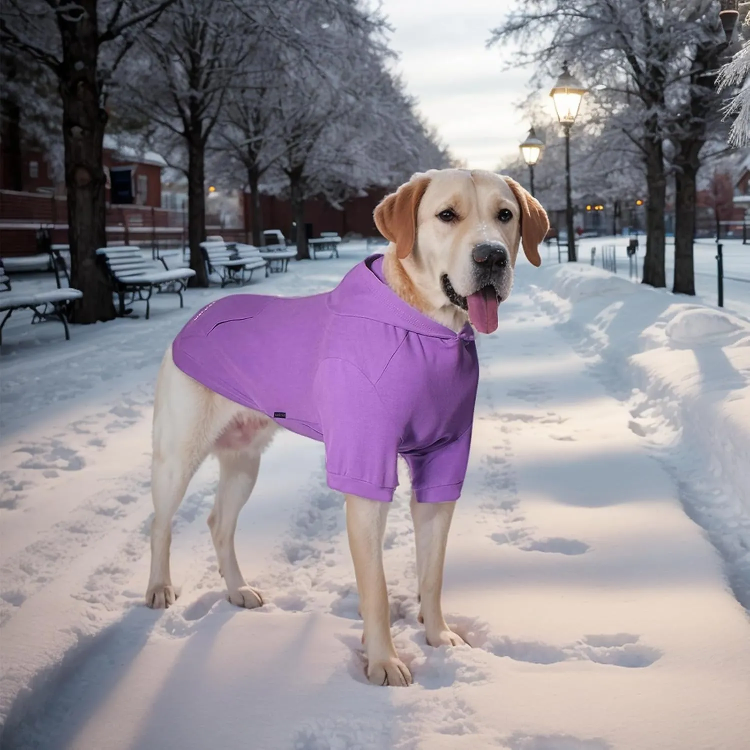 Basic Dog Hoodie Sweatshirts, Pet Clothes Hoodies Sweater with Hat and Leash Hole, Soft Cotton Outfit Coat for Large Medium Small Dogs, Purple (XX-Large)