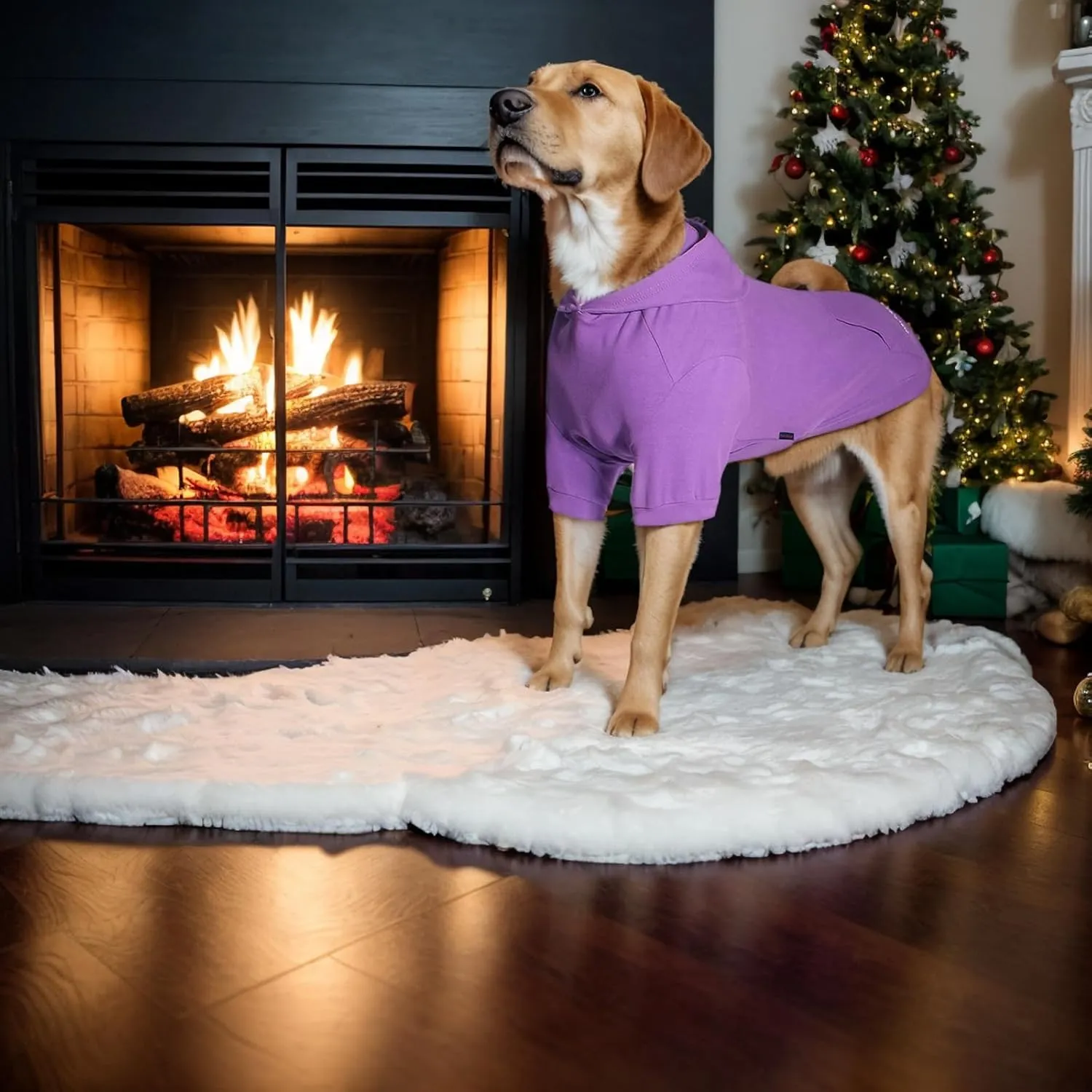 Basic Dog Hoodie Sweatshirts, Pet Clothes Hoodies Sweater with Hat and Leash Hole, Soft Cotton Outfit Coat for Large Medium Small Dogs, Purple (XX-Large)