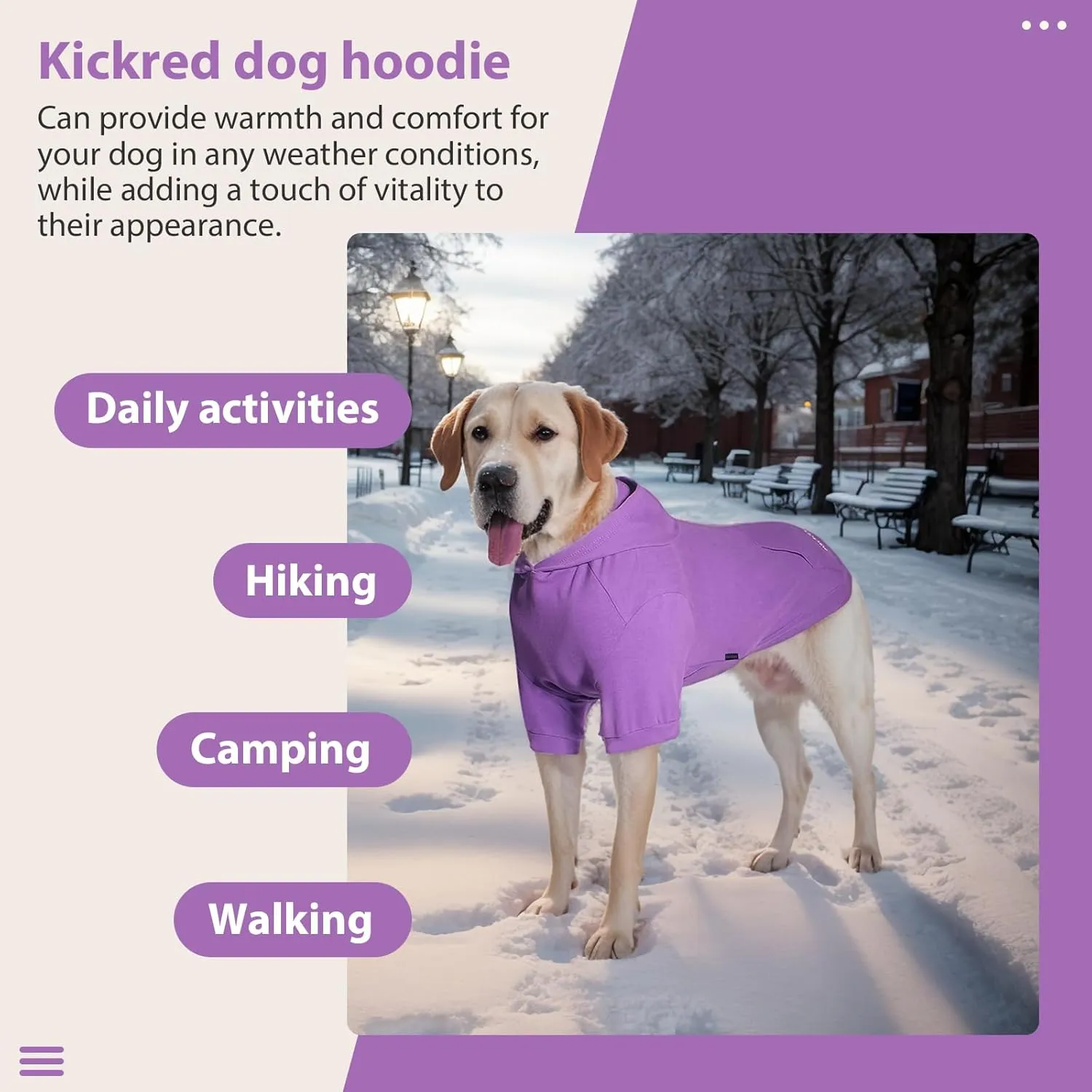 Basic Dog Hoodie Sweatshirts, Pet Clothes Hoodies Sweater with Hat and Leash Hole, Soft Cotton Outfit Coat for Large Medium Small Dogs, Purple (XX-Large)