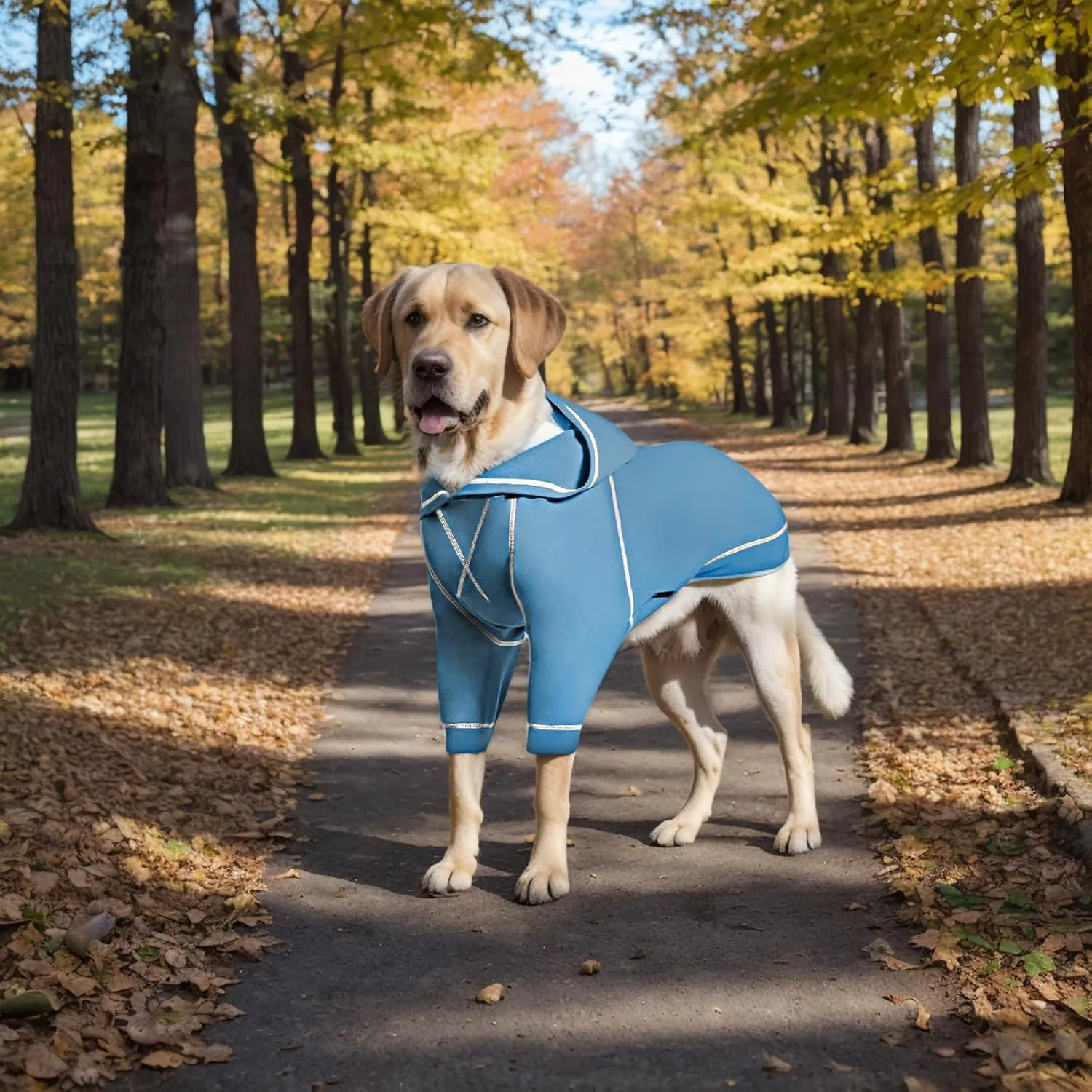 Basic Dog Hoodie Sweatshirts, Pet Clothes Hoodies Sweater with Hat and Leash Hole, Soft Cotton Outfit Coat for Small Medium Large Dogs, Light Blue (Medium)