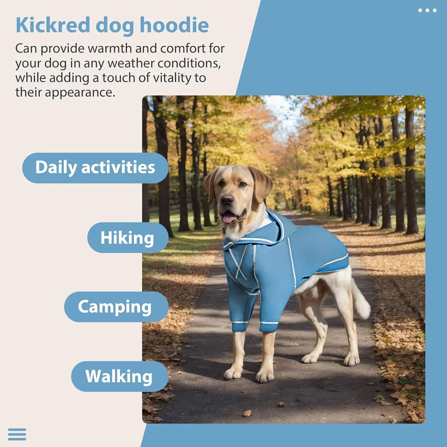 Basic Dog Hoodie Sweatshirts, Pet Clothes Hoodies Sweater with Hat and Leash Hole, Soft Cotton Outfit Coat for Small Medium Large Dogs, Light Blue (Medium)