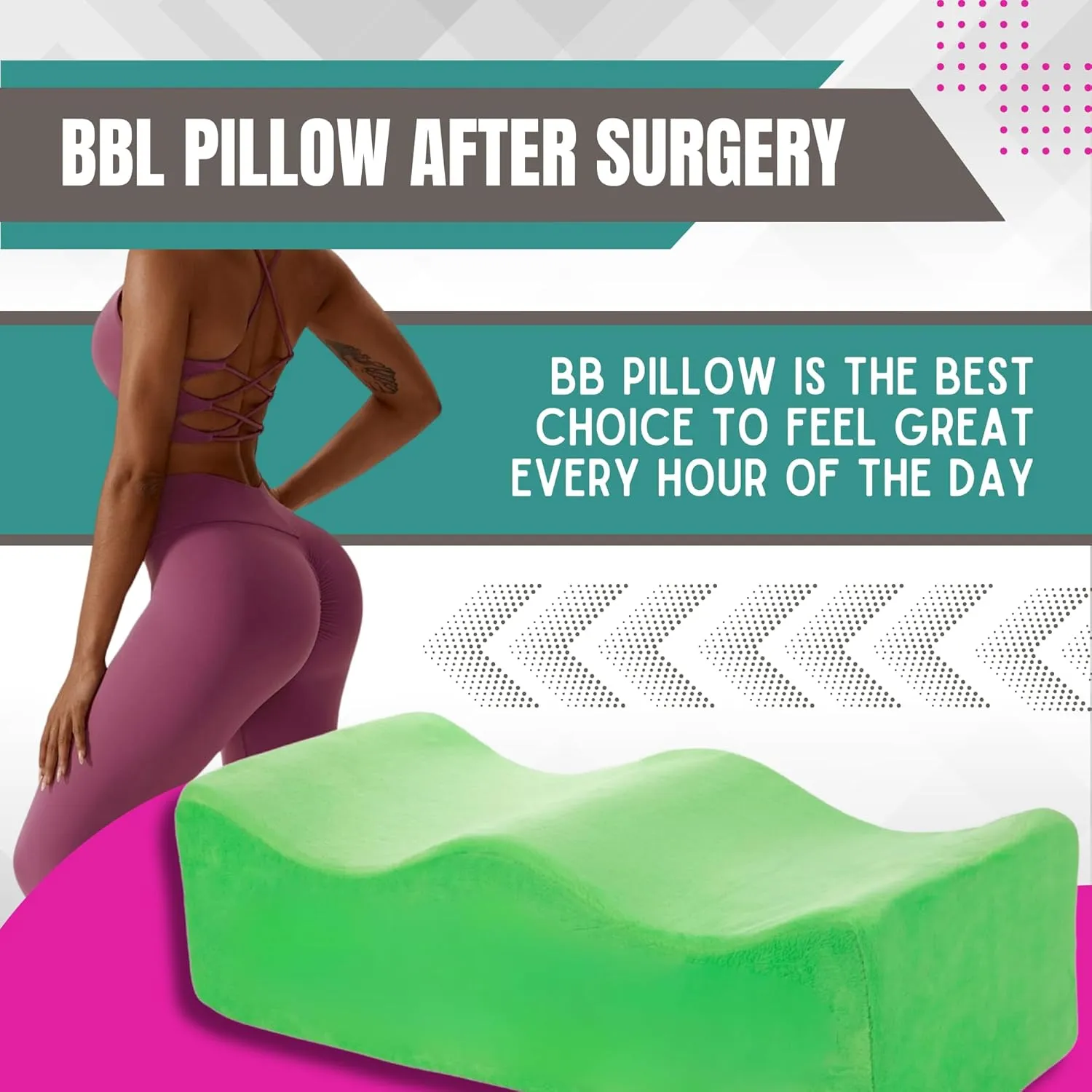 BBL Pillow After Surgery Seat Cushion, Dr Recommended Butt Cushion for Long Sitting with Washable Cover, Soft Booty Pillow BBL Brazilian Butt Lift Pillow, Butt Pillow BBL Post Surgery Supplies