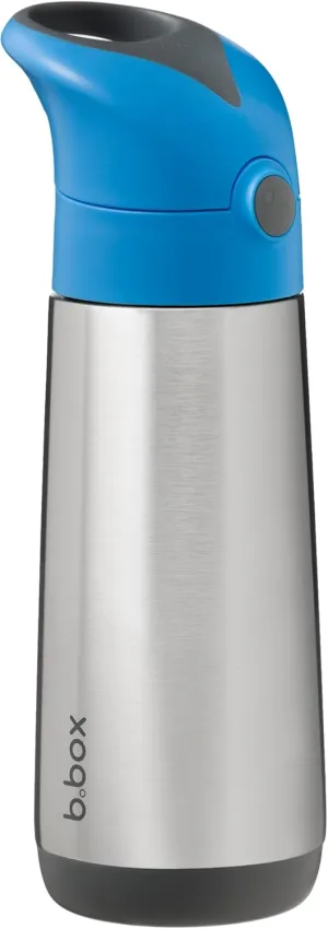 b.box 16.9 oz Insulated Water Bottle - Keeps Drinks Cold 15 Hours, Warm 8 Hours, Triple Wall Stainless Steel Kids Water Bottle w/Free Flow Silicone Straw, Leakproof & Dishwasher Safe