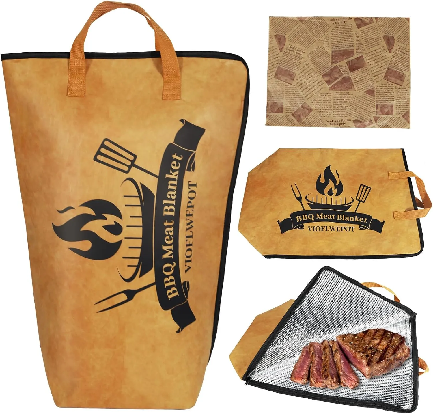BBQ Blanket for Resting Meat - Insulated Reusable Resting Bag for Brisket, BBQ Meat Resting Blanket for Large Beef Turkeys Pork