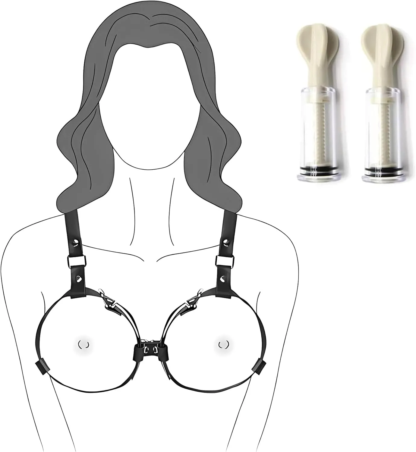 BDSM Breast Restraints Bondage Set, PU Leather Sex Restraints Chest Harness for Women Boobs Breast Cincher Fit B to D Cup, Kinky Nipple Sex Toys for Couples Adult Women Restraint Sex Games
