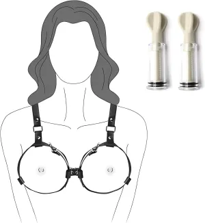 BDSM Breast Restraints Bondage Set, PU Leather Sex Restraints Chest Harness for Women Boobs Breast Cincher Fit B to D Cup, Kinky Nipple Sex Toys for Couples Adult Women Restraint Sex Games