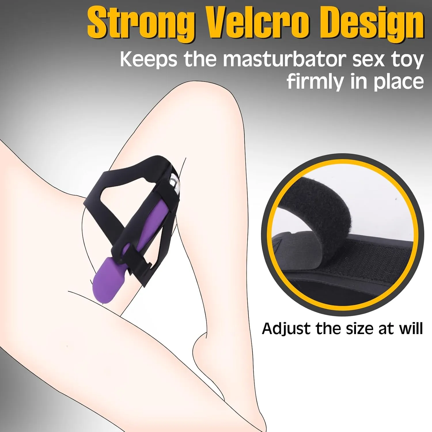 BDSM Sex Bondage Vibrator Forced Strap Thigh Harness for Women Hands-Free Play, Bondage Restraint Elasticity Adjustable Leg Straps, Couple Kinky Tease Sex Toys Dildos Hitachi Magic Wands Holder