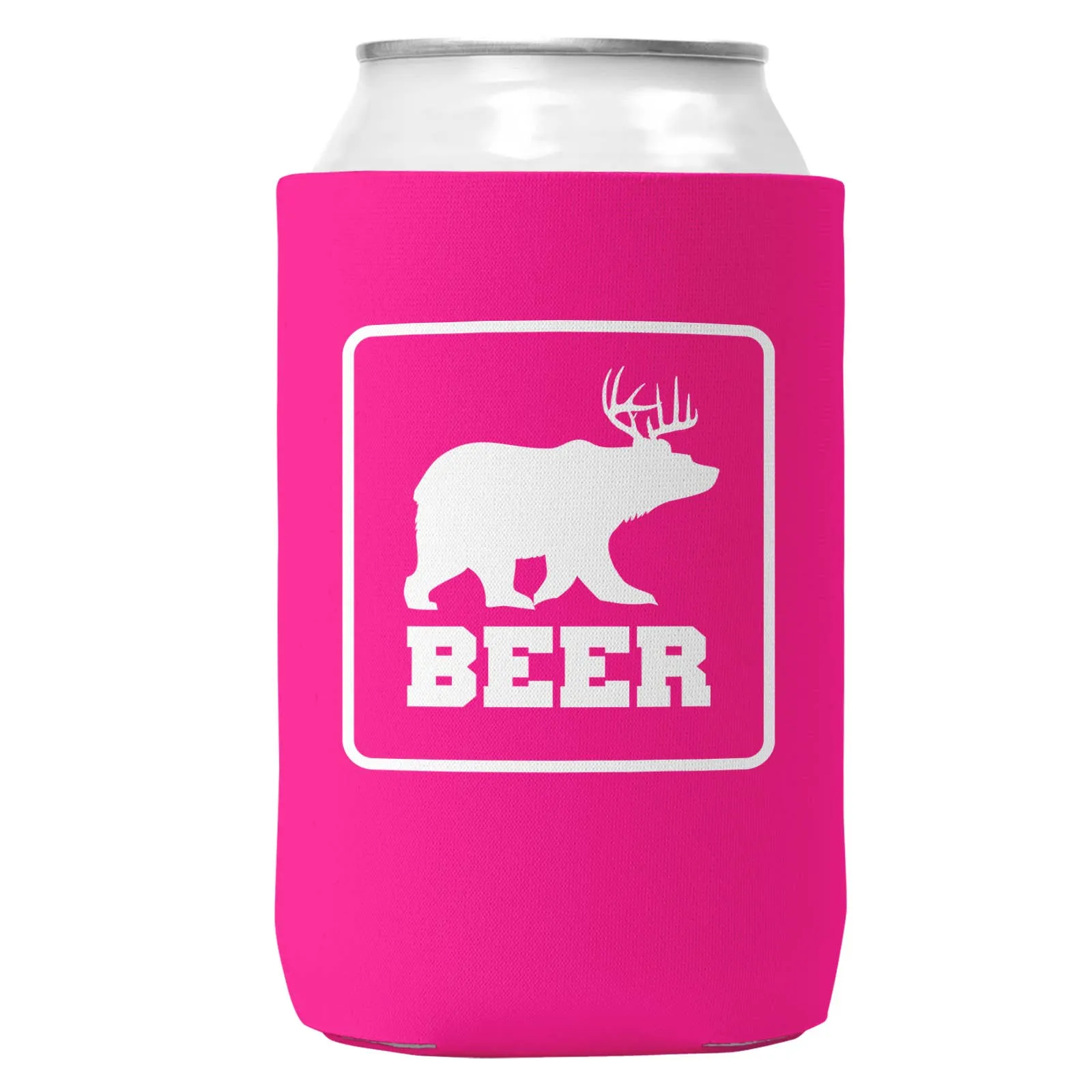 Bear   Deer = Beer Can Coozie Cooler for 12oz Cans