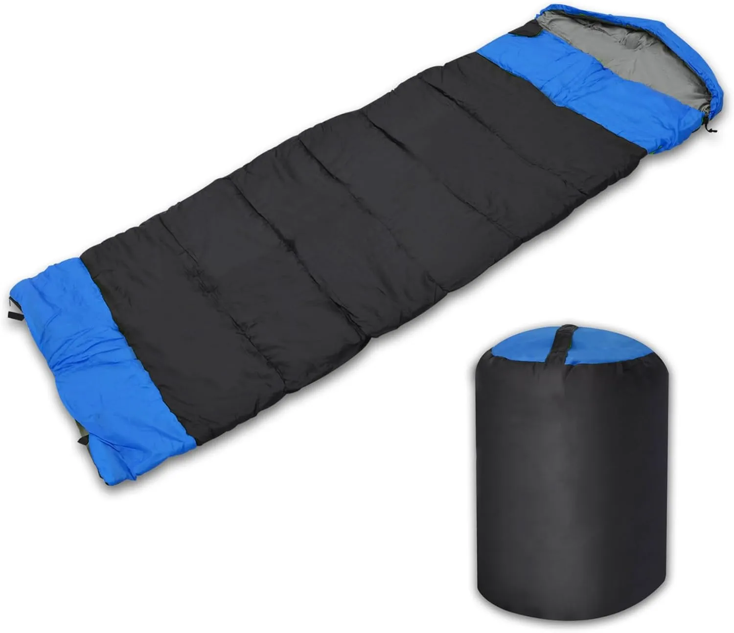 BenefitUSA Blue Hooded Sleeping Bag Outdoor Camping or Indoor Sleep with Carry Bag