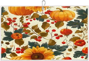 Berry Sunflower Pumpkin Golf Towel with Heavy Duty Carabiner Clip Quick Dry Ultra Absorbent Club Ball Cleaning Towel Golf Accessories for Men Women