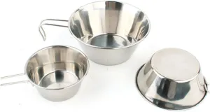 BESPORTBLE Outdoor Stainless Steel Bowl Set 3-Piece Collapsible Camping Mixing Bowl BBQ Cooker for Outdoor Activities
