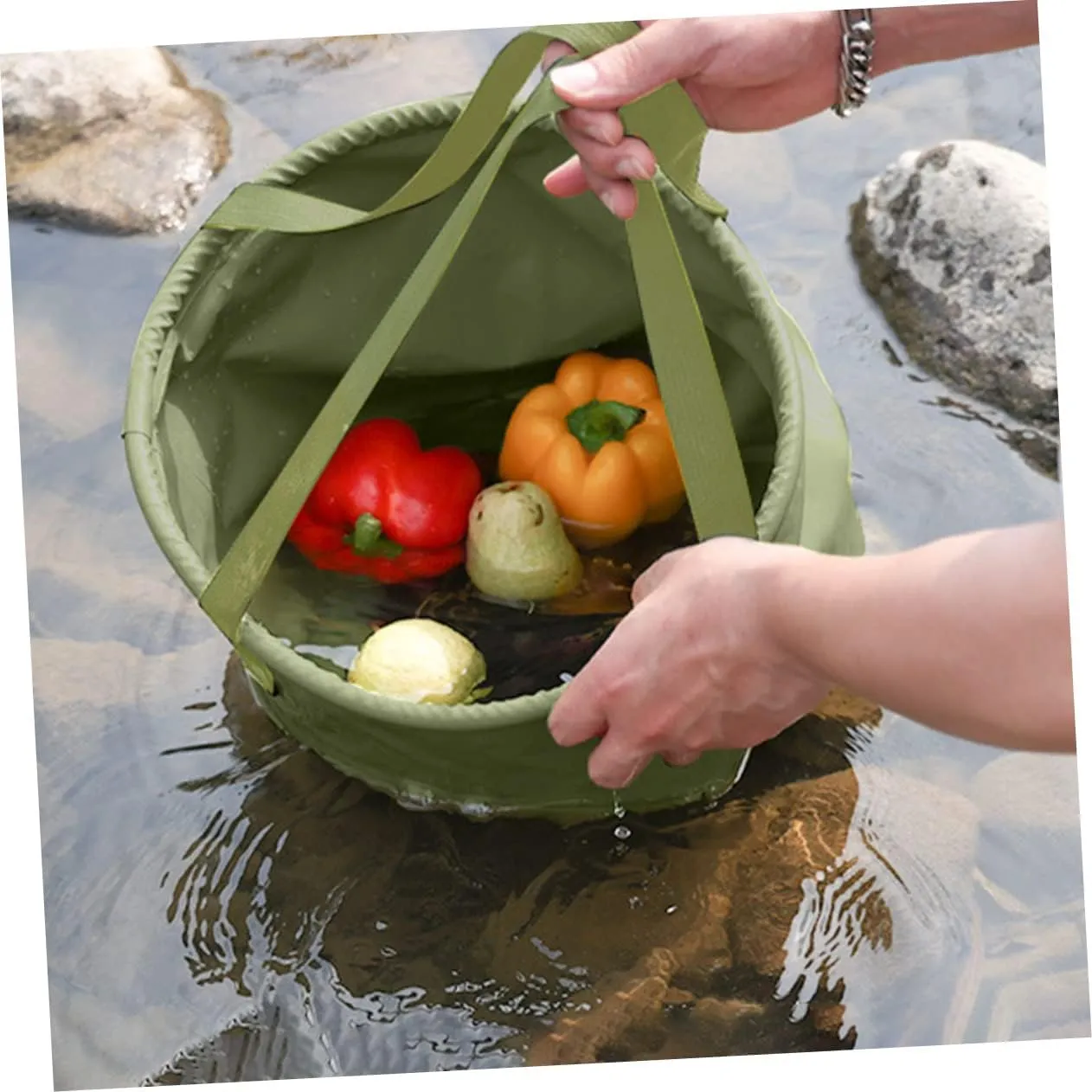 BESPORTBLE Picnic Bucket Minnow Bucket Camping Washing Bucket Camp Sink 10 Gallon Bucket Water Storage Container Camping Accessories Cooking Fish Bucket Fold Net Collapsible Bucket Travel