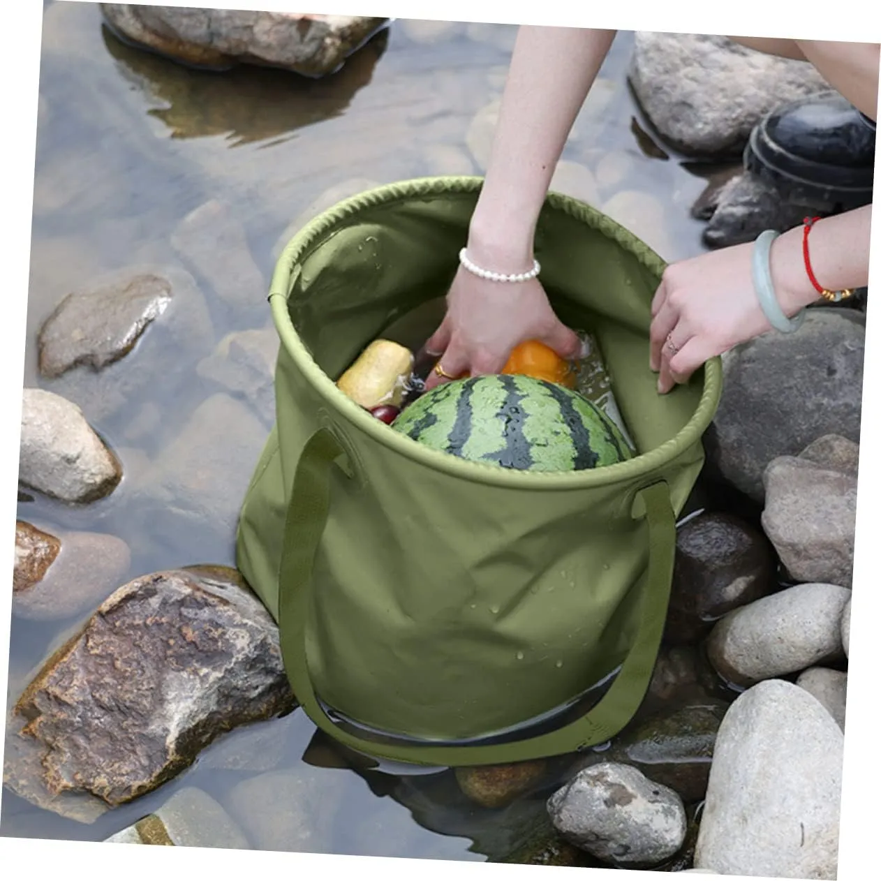 BESPORTBLE Picnic Bucket Minnow Bucket Camping Washing Bucket Camp Sink 10 Gallon Bucket Water Storage Container Camping Accessories Cooking Fish Bucket Fold Net Collapsible Bucket Travel