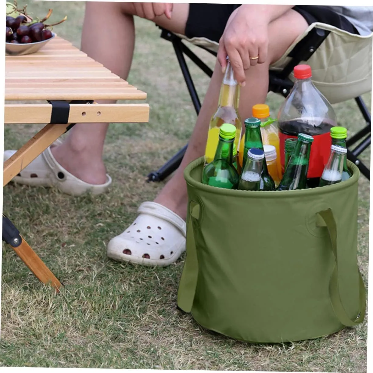 BESPORTBLE Picnic Bucket Minnow Bucket Camping Washing Bucket Camp Sink 10 Gallon Bucket Water Storage Container Camping Accessories Cooking Fish Bucket Fold Net Collapsible Bucket Travel