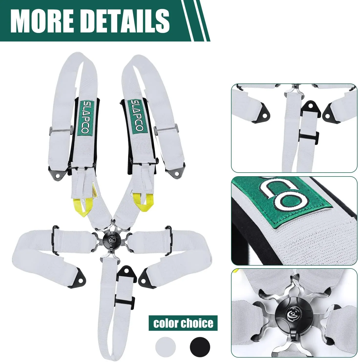 BESTZHEYU 5-Point Racing Safety Harness Set SFI with Ultra Comfort Heavy Duty Shoulder Pads