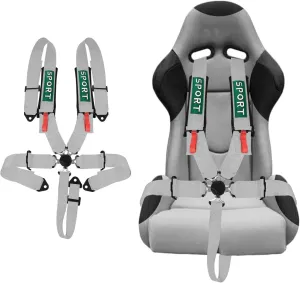 BESTZHEYU 5-Point Racing Safety Harness Set SFI with Ultra Comfort Heavy Duty Shoulder Pads