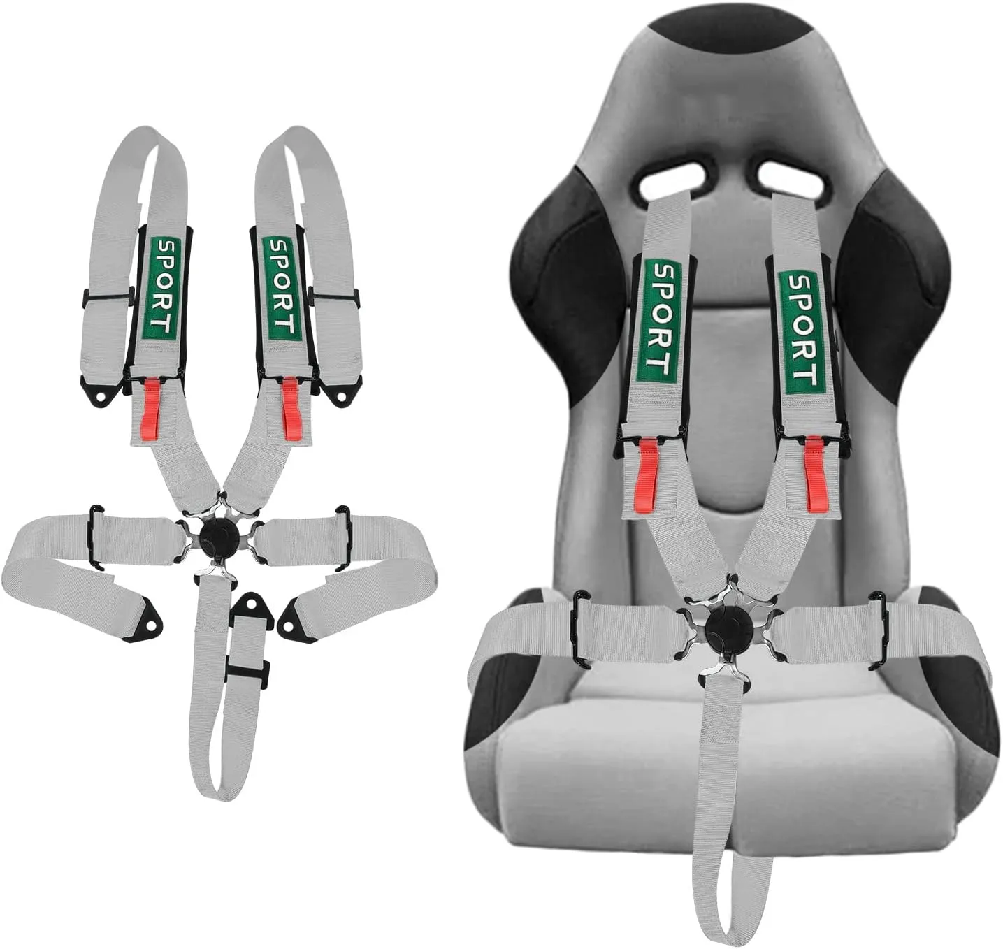 BESTZHEYU 5-Point Racing Safety Harness Set SFI with Ultra Comfort Heavy Duty Shoulder Pads