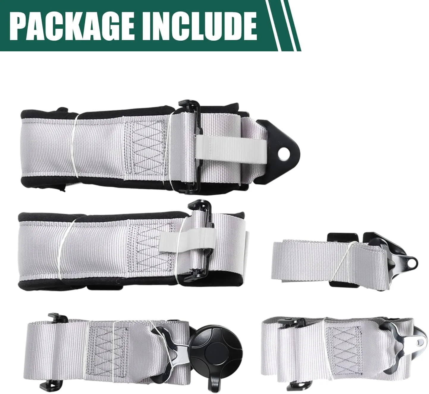 BESTZHEYU 5-Point Racing Safety Harness Set SFI with Ultra Comfort Heavy Duty Shoulder Pads