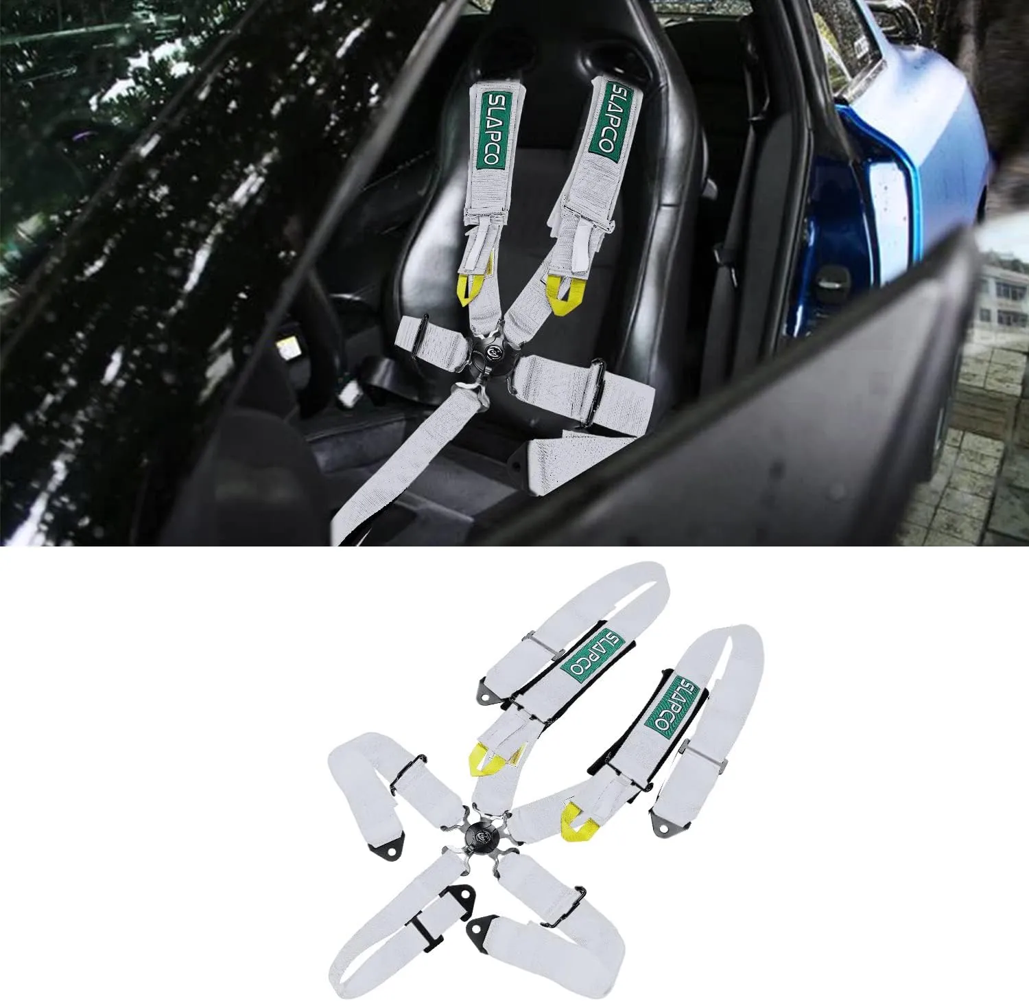 BESTZHEYU 5-Point Racing Safety Harness Set SFI with Ultra Comfort Heavy Duty Shoulder Pads