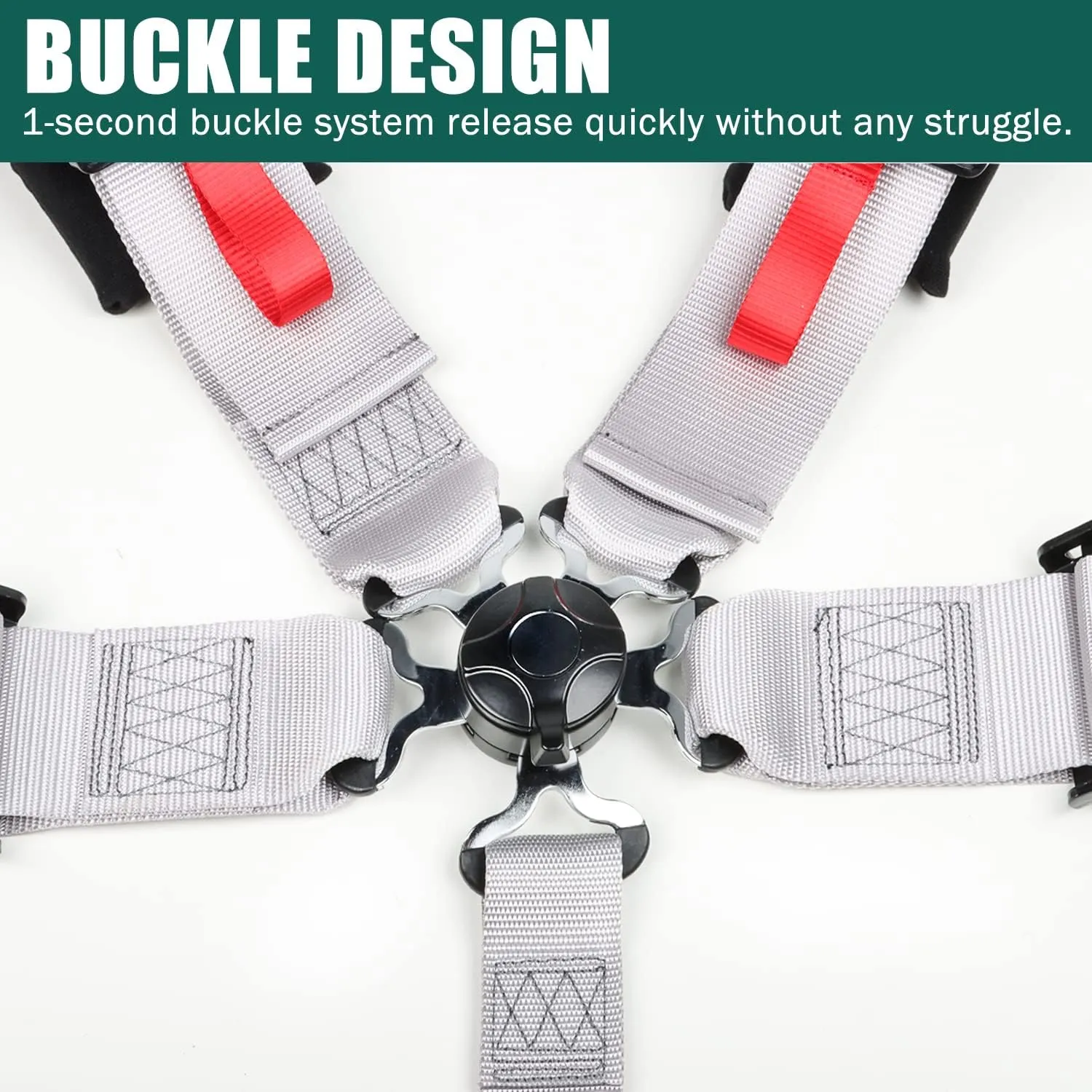 BESTZHEYU 5-Point Racing Safety Harness Set SFI with Ultra Comfort Heavy Duty Shoulder Pads