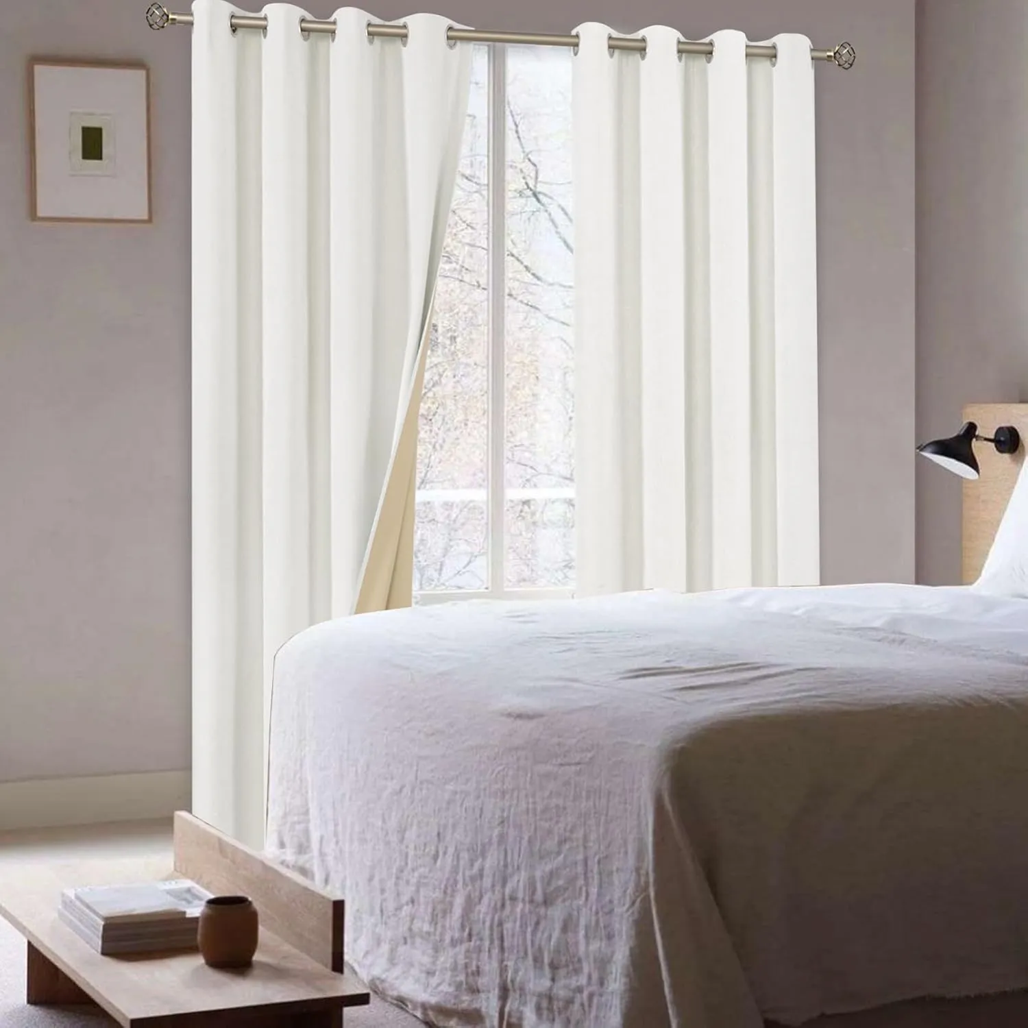 BGment Off White Blackout Curtains for Living Room 84 Inch Length 2 Panels Set, Faux Linen Textured Light Blocking Thermal Insulated Privacy Grommet Window Drapes for Bedroom, Each 52 Inches Wide