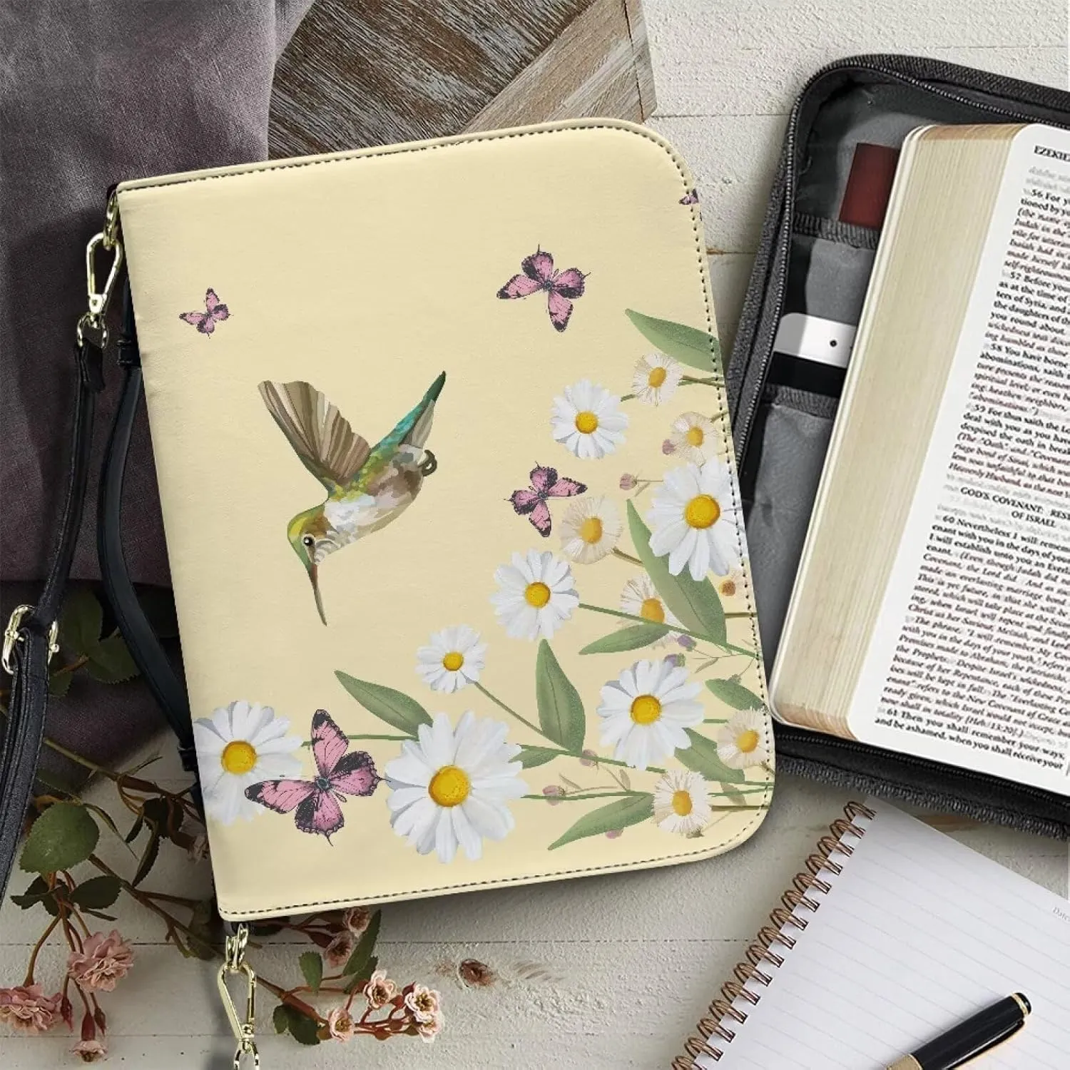 Bible Cover, Bible Bag Church Carrying Case, Bible Case Bible Protective with Strap Zippered Pocket for Men Women