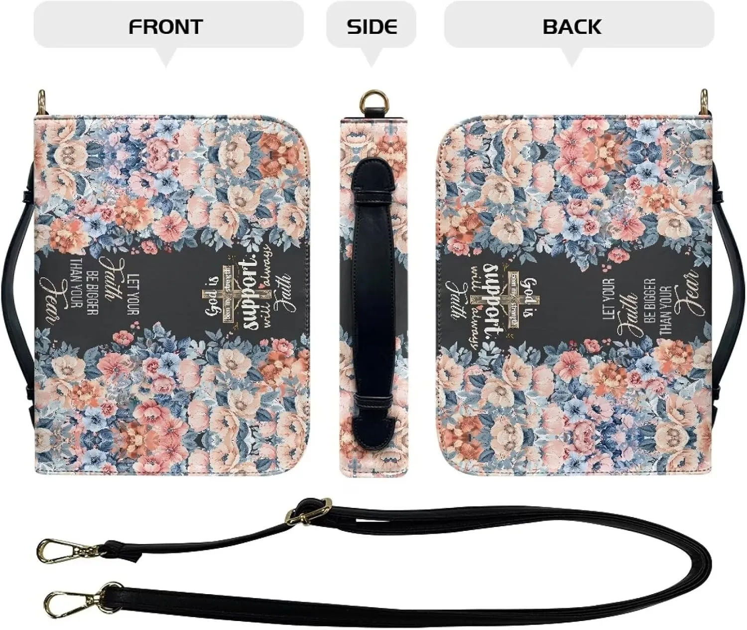 Bible Cover, Bible Bag Church Carrying Case, Bible Case Bible Protective with Strap Zippered Pocket for Men Women