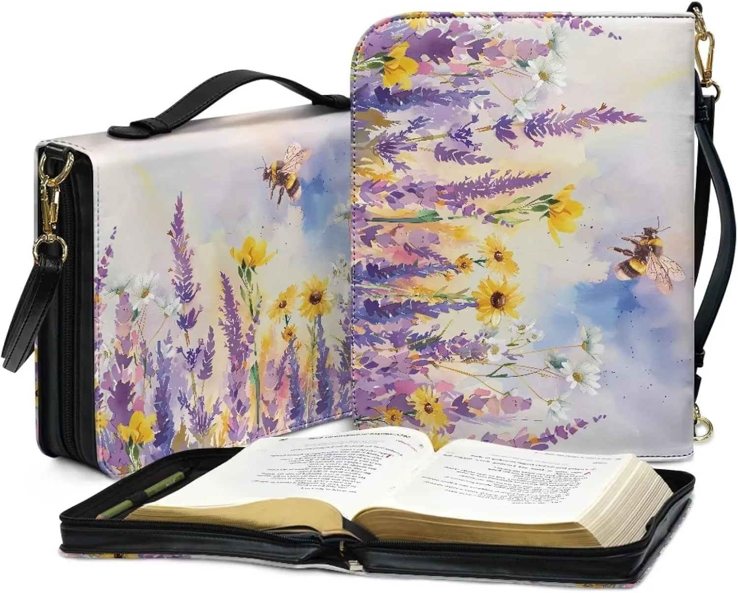 Bible Cover, Bible Bag Church Carrying Case, Bible Case Bible Protective with Strap Zippered Pocket for Men Women