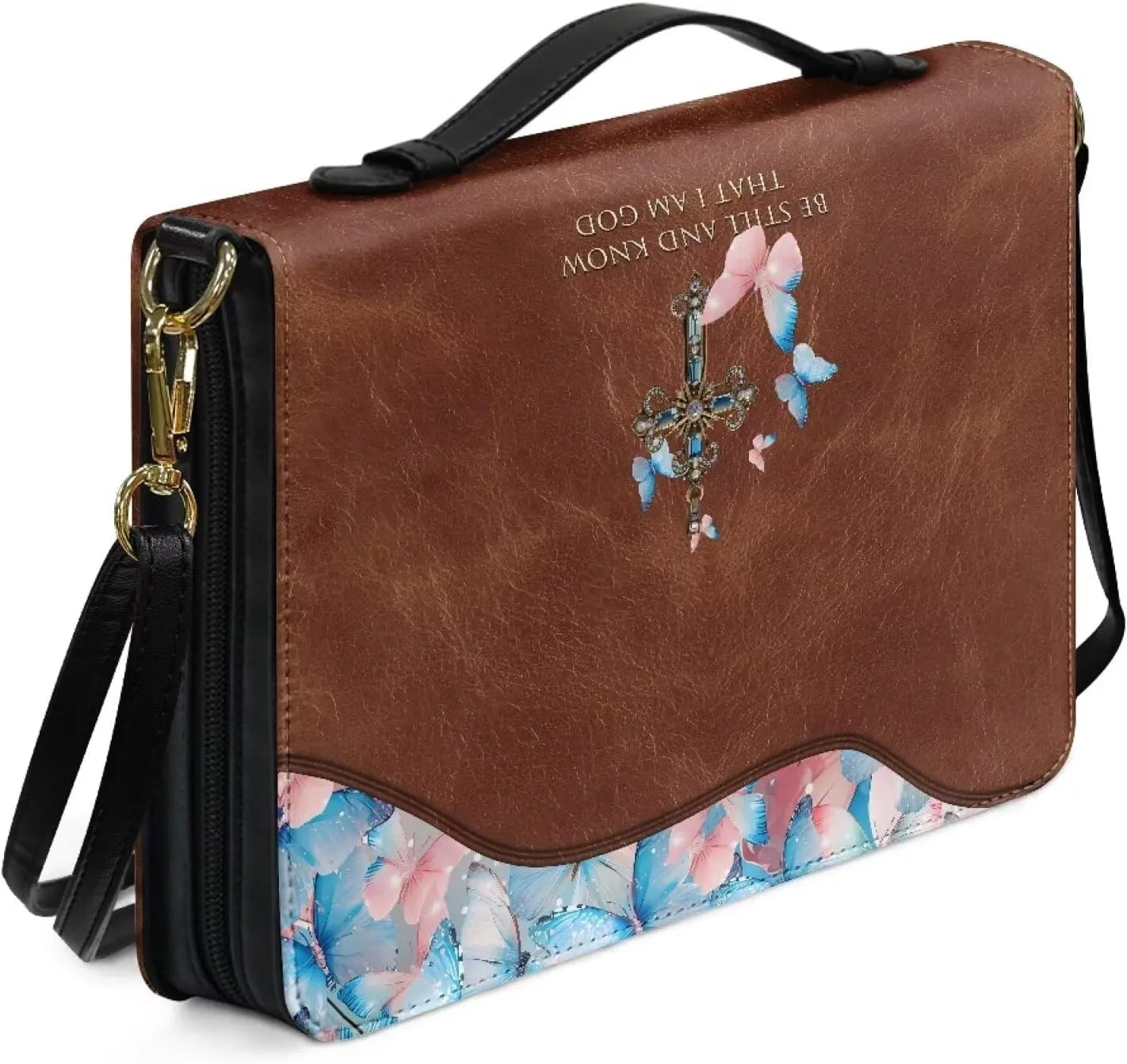 Bible Cover, Bible Bag Church Carrying Case, Bible Case Bible Protective with Strap Zippered Pocket for Men Women