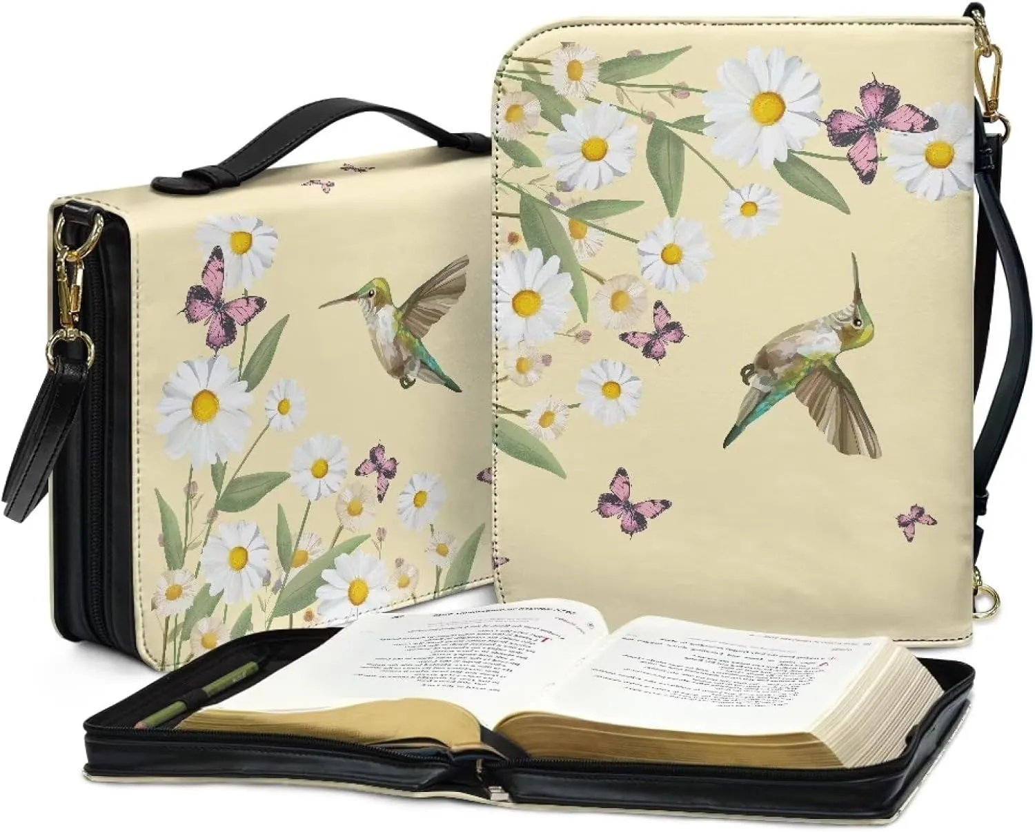 Bible Cover, Bible Bag Church Carrying Case, Bible Case Bible Protective with Strap Zippered Pocket for Men Women