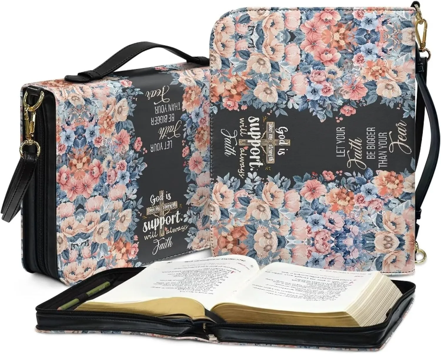 Bible Cover, Bible Bag Church Carrying Case, Bible Case Bible Protective with Strap Zippered Pocket for Men Women