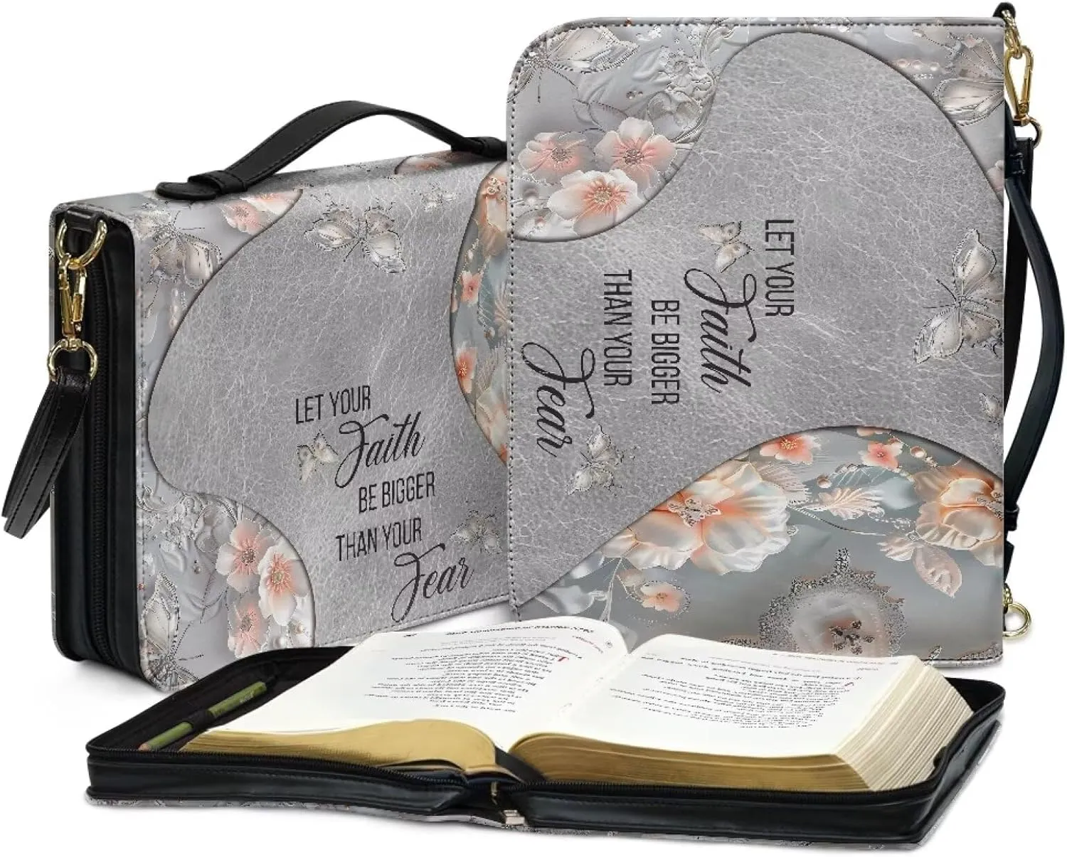 Bible Cover, Bible Bag Church Carrying Case, Bible Case Bible Protective with Strap Zippered Pocket for Men Women