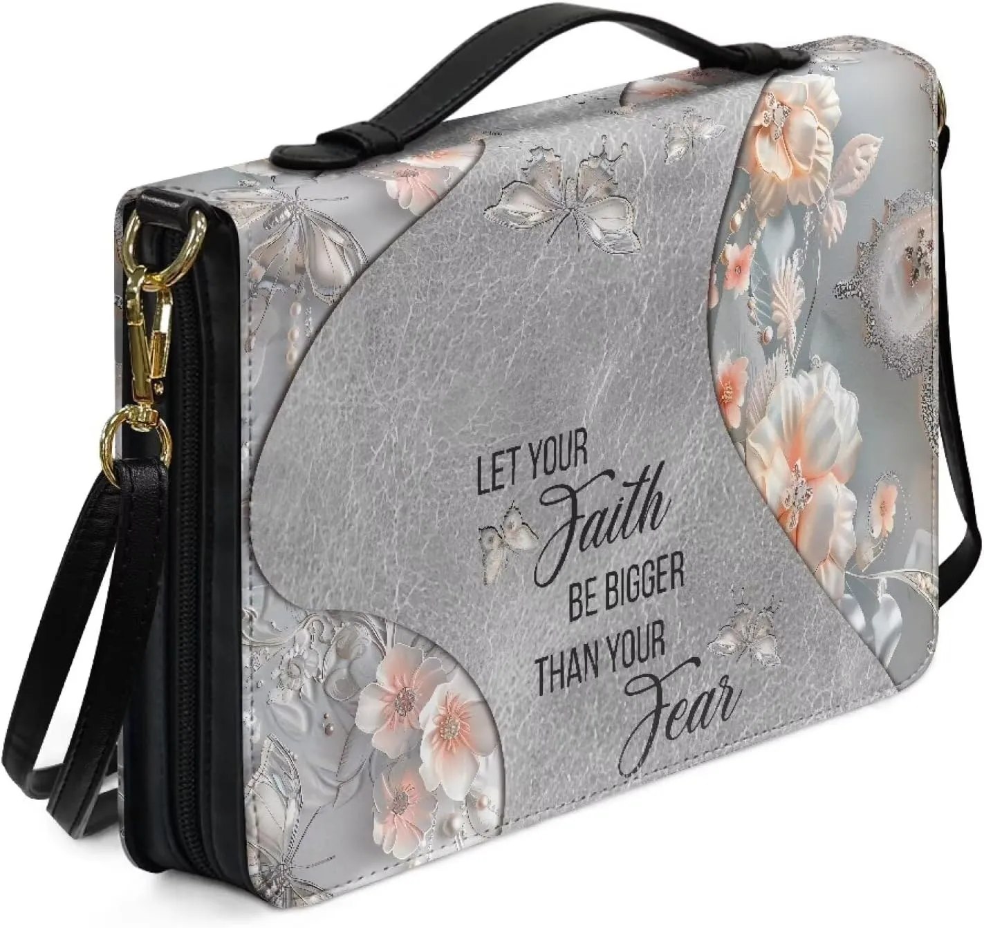 Bible Cover, Bible Bag Church Carrying Case, Bible Case Bible Protective with Strap Zippered Pocket for Men Women