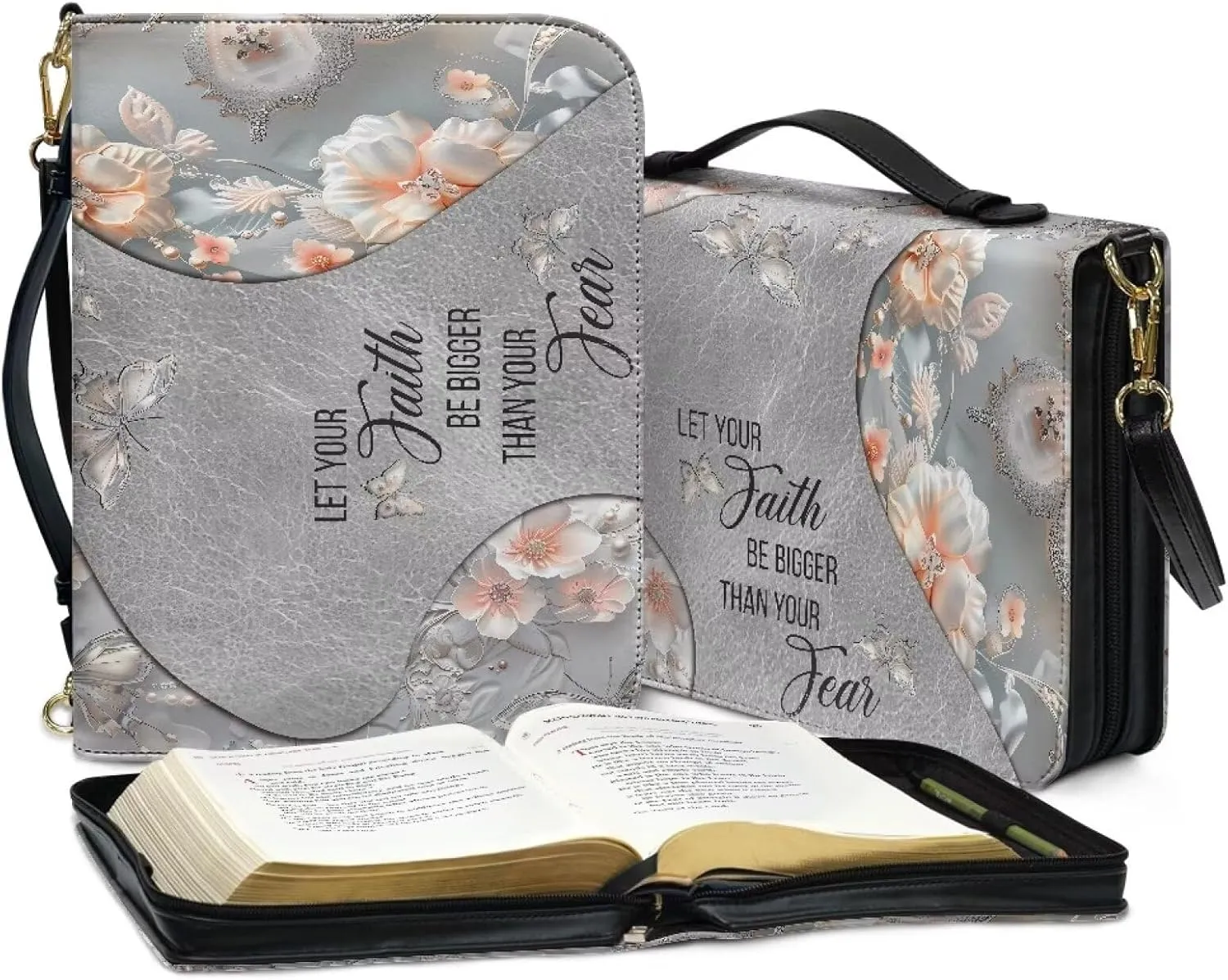 Bible Cover, Bible Bag Church Carrying Case, Bible Case Bible Protective with Strap Zippered Pocket for Men Women