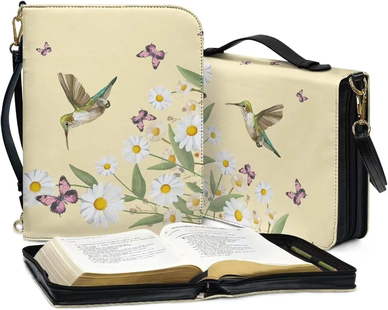 Bible Cover, Bible Bag Church Carrying Case, Bible Case Bible Protective with Strap Zippered Pocket for Men Women