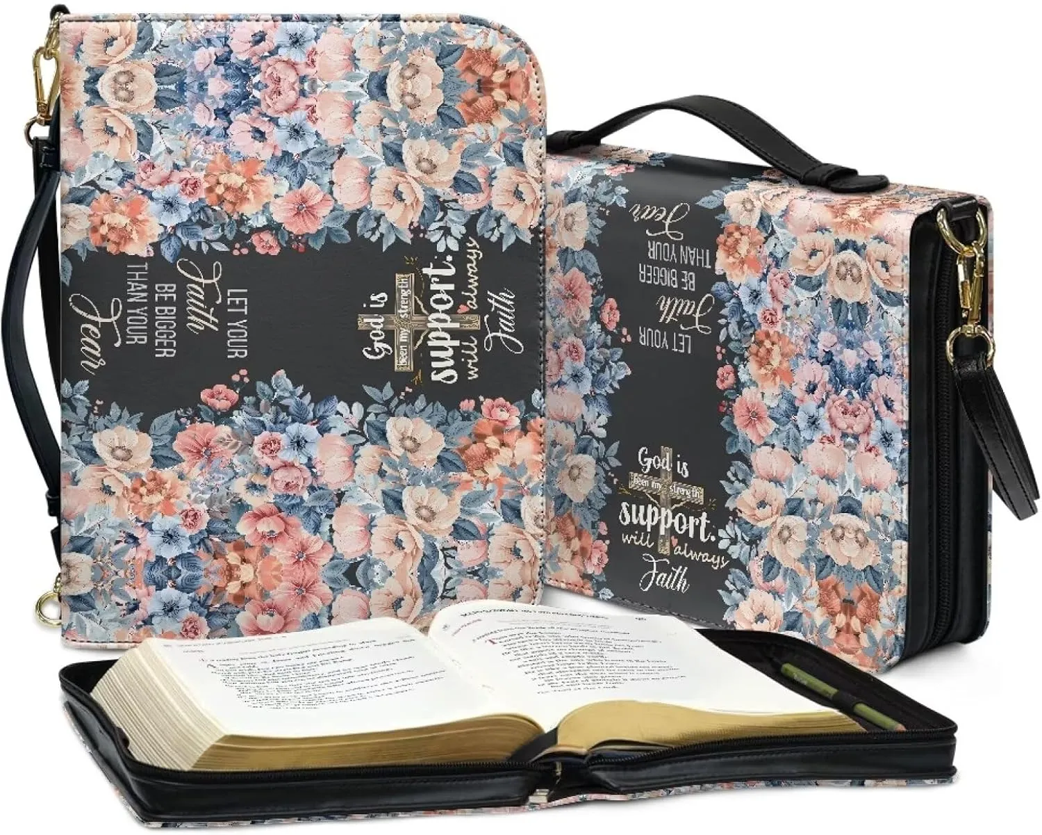 Bible Cover, Bible Bag Church Carrying Case, Bible Case Bible Protective with Strap Zippered Pocket for Men Women