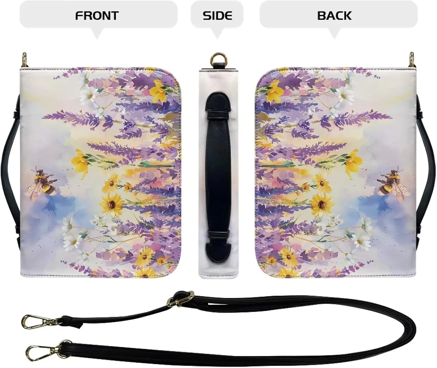 Bible Cover, Bible Bag Church Carrying Case, Bible Case Bible Protective with Strap Zippered Pocket for Men Women